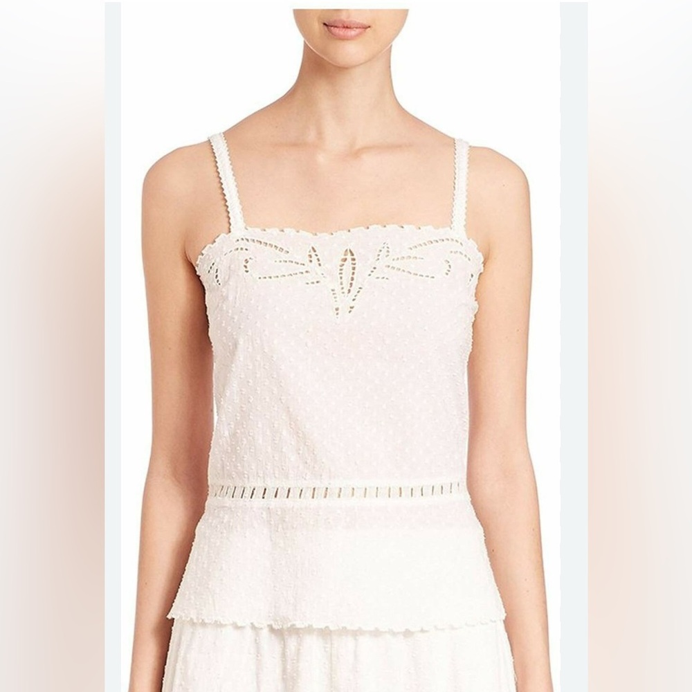 The Kooples Women's Cotton Dobby Broderie camisole medium Swiss dot